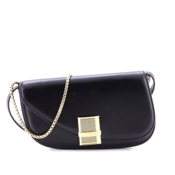 Ferragamo Fiamma Black Leather Shoulder Bag XS